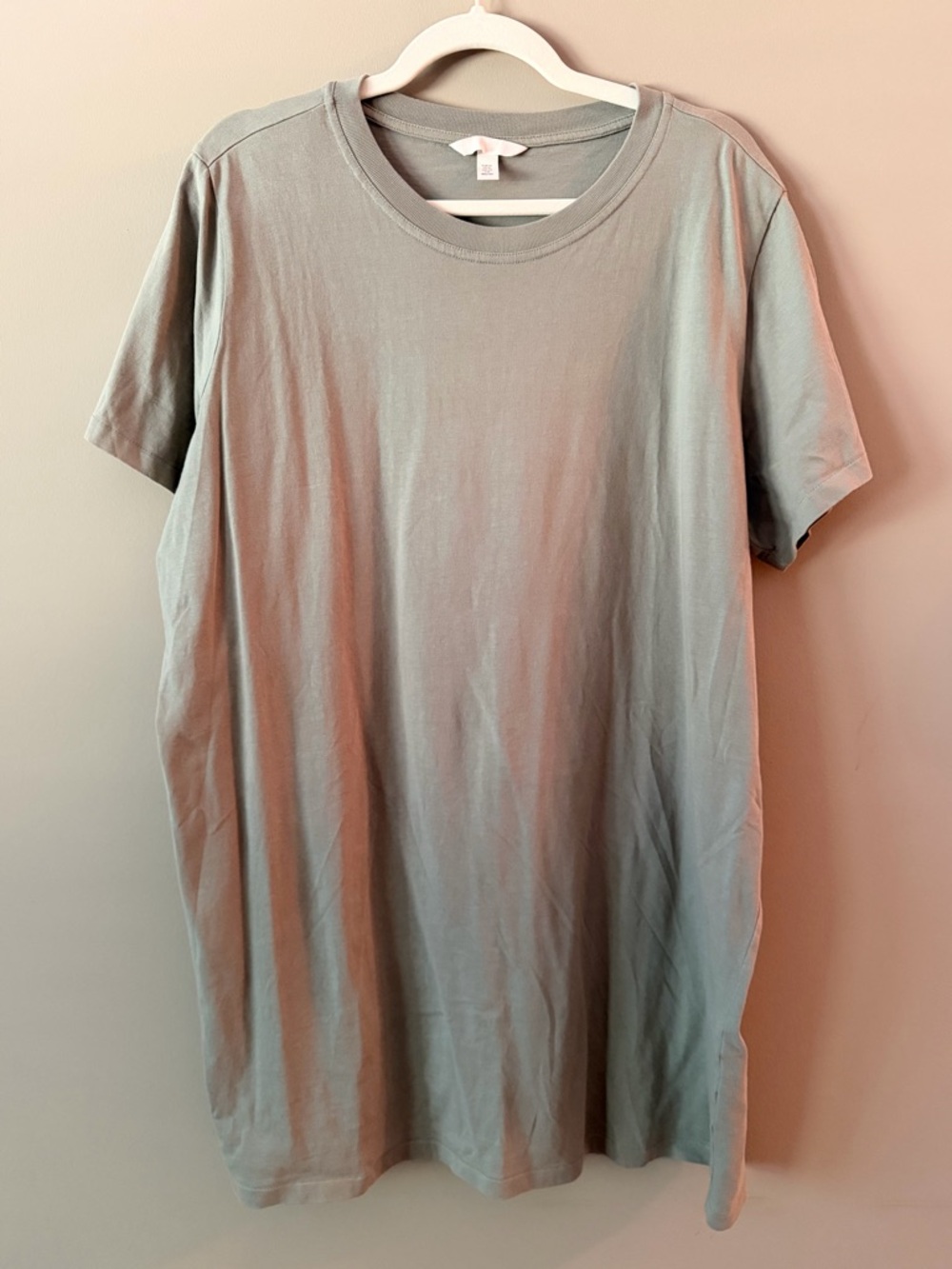 H&M Women's Short Sleeve Crew Teeshirt dress in Sage Green
